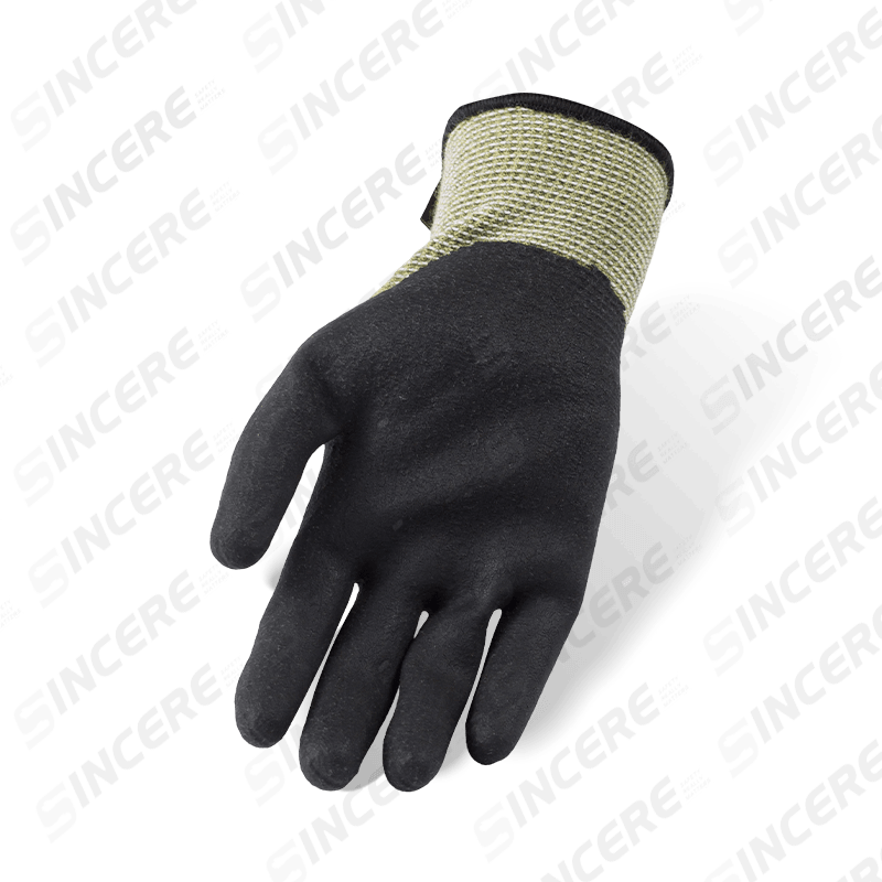 Schnittfeste Handschuhe Aramid ANSI A3 im Kaliber 18 mit schwarzer Neoprenhandfläche — flammhemmend und mit Lichtbogenschutz Schnittfeste Handschuhe Aramid ANSI A3 im Kaliber 18 mit schwarzer Neoprenhandfläche — flammhemmend und mit Lichtbogenschutz