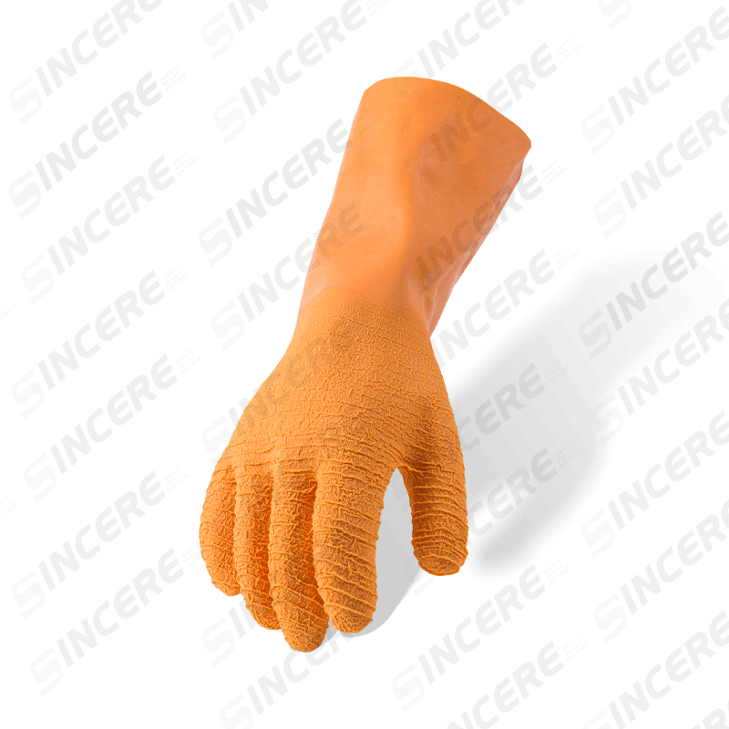 Vollständig beschichtete Arbeitshandschuhe aus Baumwolle mit Fleecefutter und Latex — 27 cm verlängerte Manschette (Thermalserie)