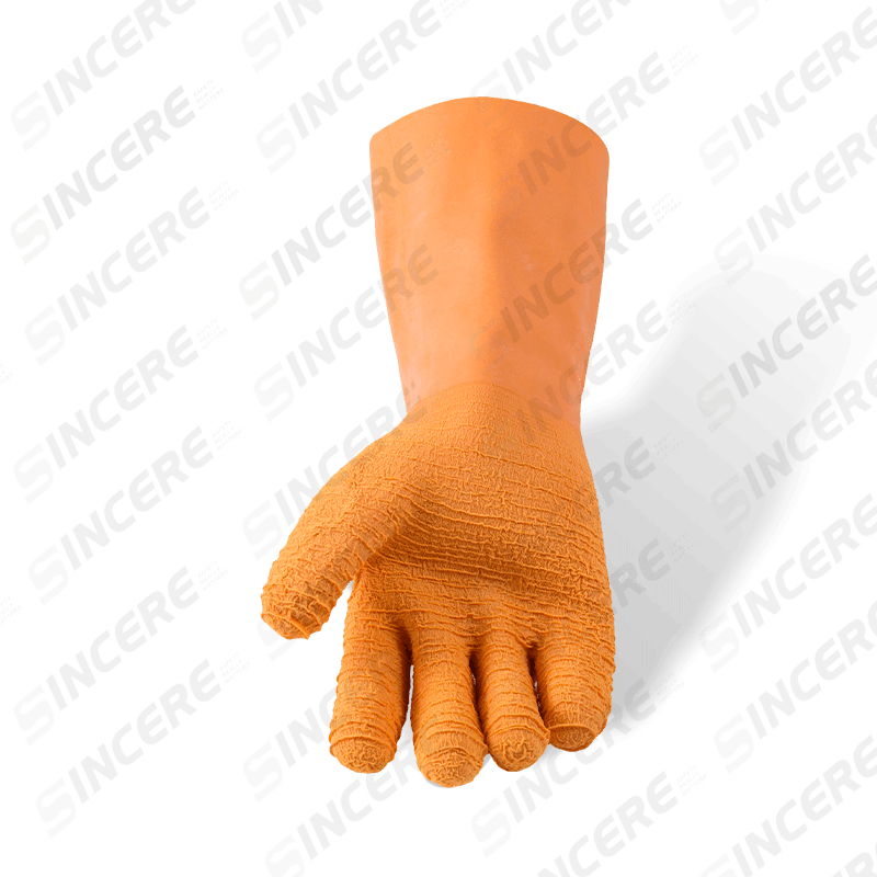 Vollständig beschichtete Arbeitshandschuhe aus Baumwolle mit Fleecefutter und Latex — 27 cm verlängerte Manschette (Thermalserie)