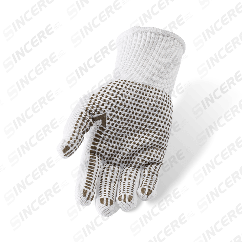 Polyester-Strickhandschuhe der Stärke 13 mit gepunkteter PVC-Handfläche — Allzweck-Arbeitshandschuhe mit verbessertem Griff Polyester-Strickhandschuhe der Stärke 13 mit gepunkteter PVC-Handfläche — Allzweck-Arbeitshandschuhe mit verbessertem Griff