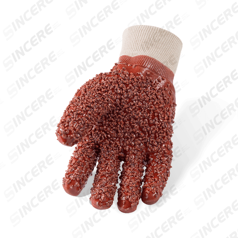 Vollständig beschichtete Handschuhe aus Baumwolle und Fleece, 7 Gauge, mit strukturiertem Griffspray — robust und wasserdicht