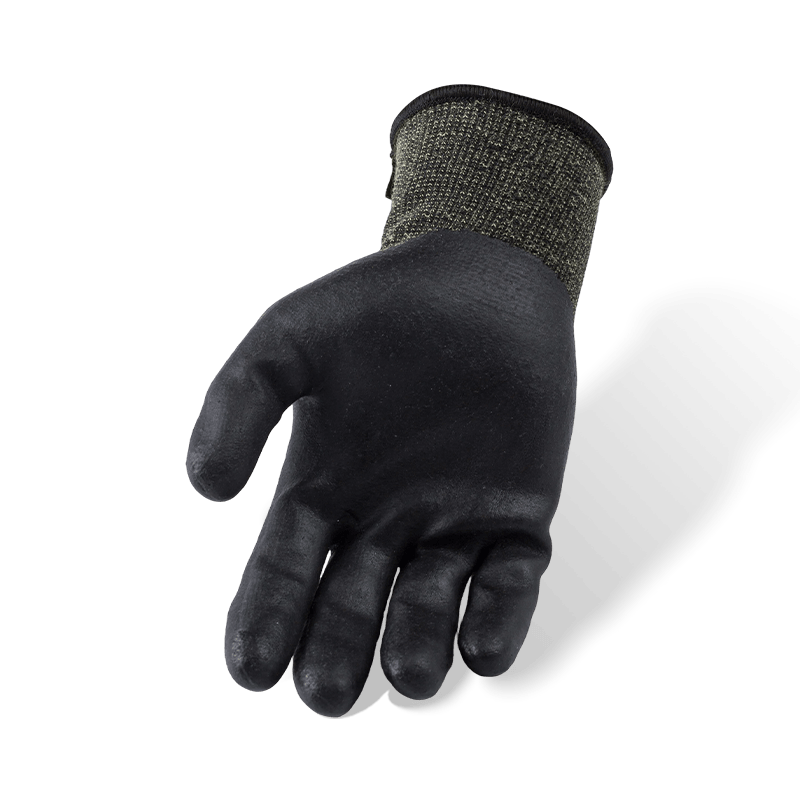Schnittfeste Handschuhe Aramid ANSI A4 im Kaliber 13 mit schwarzer Neoprenhandfläche — Hitze- und Lichtbogenbeständigkeit Schnittfeste Handschuhe Aramid ANSI A4 im Kaliber 13 mit schwarzer Neoprenhandfläche — Hitze- und Lichtbogenbeständigkeit