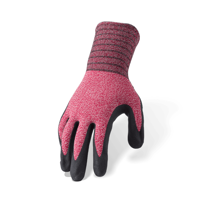 15 Gauge Nylon-Spandex-Handschuhe mit schwarzer Nitril-Mikroschaum-Handfläche und Nitril-gepunktetem Anti-Rutsch-Griff