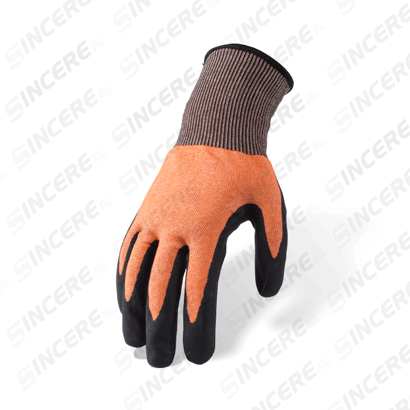 Schnittfeste Handschuhe der Stärke 21 ANSI A4 mit schwarzer Nitril-Sandpalme — Ultrafeine Geschicklichkeit