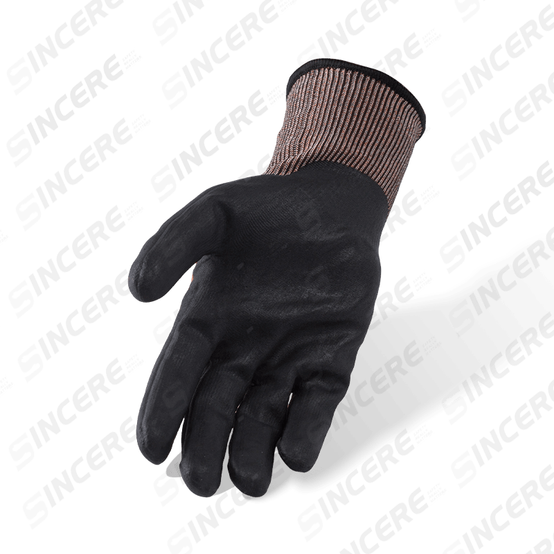Schnittfeste Handschuhe der Stärke 21 ANSI A4 mit schwarzer Nitril-Sandpalme — Ultrafeine Geschicklichkeit Schnittfeste Handschuhe der Stärke 21 ANSI A4 mit schwarzer Nitril-Sandpalme — Ultrafeine Geschicklichkeit