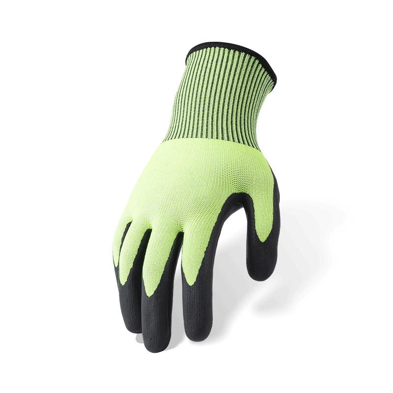 Schnittfeste Handschuhe der Stärke 18 ANSI A5 mit schwarzer Nitril-Mikroschaum-Handfläche — Feinspurige Geschicklichkeit