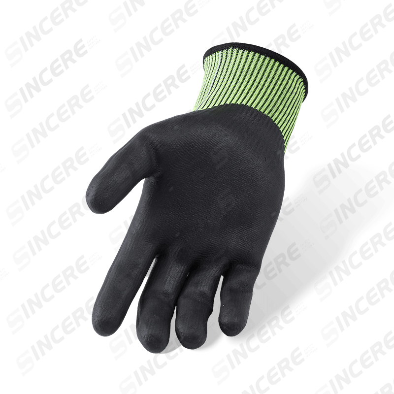 Schnittfeste Handschuhe der Stärke 18 ANSI A5 mit schwarzer Nitril-Mikroschaum-Handfläche — Feinspurige Geschicklichkeit Schnittfeste Handschuhe der Stärke 18 ANSI A5 mit schwarzer Nitril-Mikroschaum-Handfläche — Feinspurige Geschicklichkeit