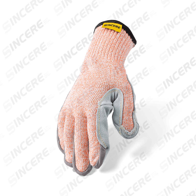 Schnittfeste Handschuhe der Stärke 7 ANSI A9 mit Handfläche aus Vollnarbenleder und verstärktem Daumen-Schritt — Maximaler Schnittschutz