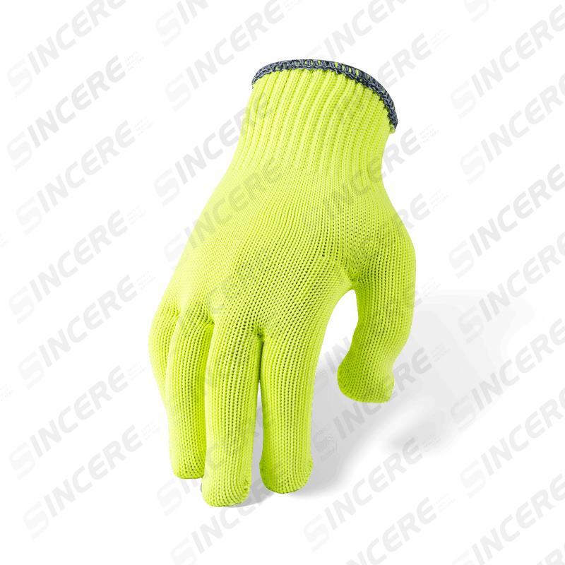 10 Gauge Hi-Vis Fluoreszierende gelbe Polyesterhandschuhe mit PVC-gepunkteter Handfläche — Hochsichtbare Allzweck-Griffhandschuhe