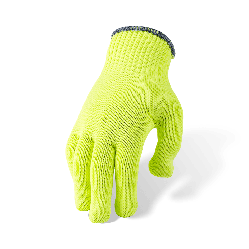 10 Gauge Hi-Vis Fluoreszierende gelbe Polyesterhandschuhe mit PVC-gepunkteter Handfläche — Hochsichtbare Allzweck-Griffhandschuhe