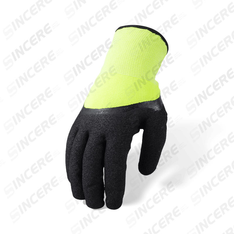 13 Gauge Polyester Latexschaum 3/4 getauchte Handschuhe mit 10 Gauge Terry Fleece Liner — Winter Thermal Work Handschuhe