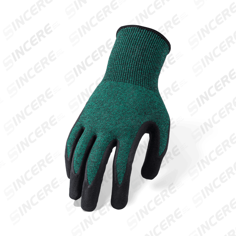Schnittfeste Handschuhe der Stärke 18 ANSI A3 mit schwarzer Nitril-Mikroschaum-Handfläche — feiner, mittlerer Schnittschutz Schnittfeste Handschuhe der Stärke 18 ANSI A3 mit schwarzer Nitril-Mikroschaum-Handfläche — feiner, mittlerer Schnittschutz
