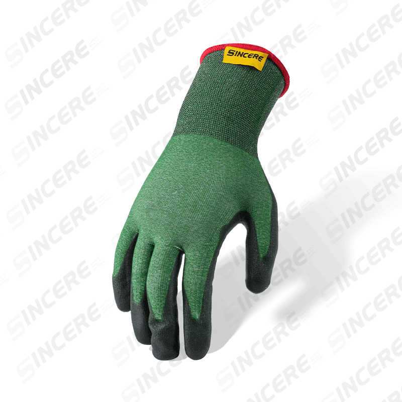 Schnittfeste Handschuhe der Stärke 21 ANSI A3 mit schwarzer PU-Handflächenbeschichtung — ultrafeiner Präzisions-Schnittschutz