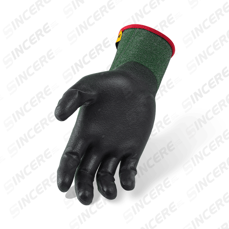 Schnittfeste Handschuhe der Stärke 21 ANSI A3 mit schwarzer PU-Handflächenbeschichtung — ultrafeiner Präzisions-Schnittschutz
