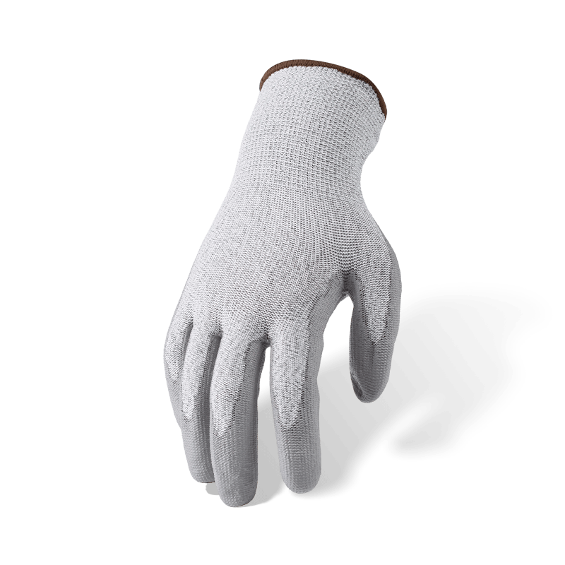 Schnittfeste Handschuhe der Stärke 13 ANSI A4 mit grauer PU-Handflächenbeschichtung — Mittelhoher Schnittschutz mit präzisem Griff