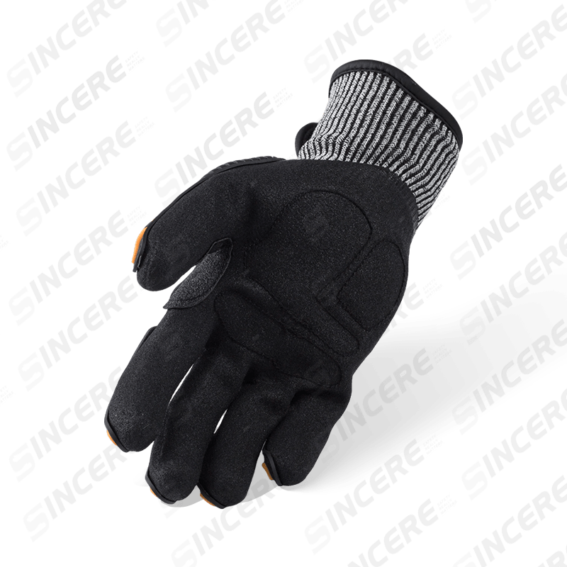 Schnittfeste Handschuhe der Stärke 13 ANSI A6 mit schwarzer Nitril-Sandhandfläche, TPR-Aufprallschutz und verstellbarem Handgelenkverschluss — Hochleistungsmechanisch Schnittfeste Handschuhe der Stärke 13 ANSI A6 mit schwarzer Nitril-Sandhandfläche, TPR-Aufprallschutz und verstellbarem Handgelenkverschluss — Hochleistungsmechanisch