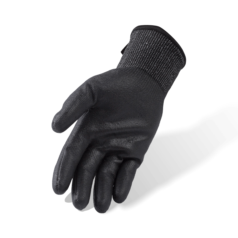Schnittfeste Handschuhe der Stärke 18 ANSI A6 mit schwarzer PU-Handfläche und nitrilverstärktem Daumen-Schritt — feiner, starker Schnittschutz Schnittfeste Handschuhe der Stärke 18 ANSI A6 mit schwarzer PU-Handfläche und nitrilverstärktem Daumen-Schritt — feiner, starker Schnittschutz