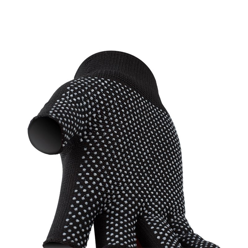 3-fingerlose Polyesterhandschuhe der Stärke 13 mit gepunkteter Handfläche aus PVC — Dexterity Grip-Arbeitshandschuhe